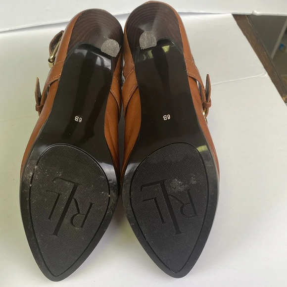 Lauren Ralph Lauren Brown Leather Lorelei Ankle Booties Size 6 - Picture 14 of 16